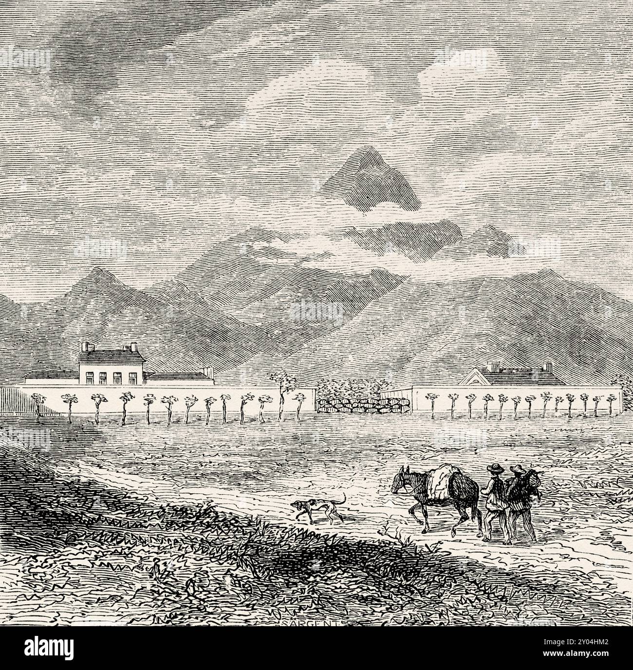 Il Tabernacolo del Lago Salato, Tabernacolo dei Mormoni, Chiesa di Gesù Cristo dei Santi degli ultimi giorni edificio in Temple Square nello Utah, Stati Uniti d'America, disegno di Francois Fortune Ferogio (1805-1888) viaggio alla città dei Santi, 1860. Capitale del paese dei mormoni di Richard Francis Burton (1821-1890) le Tour du Monde 1862 Foto Stock