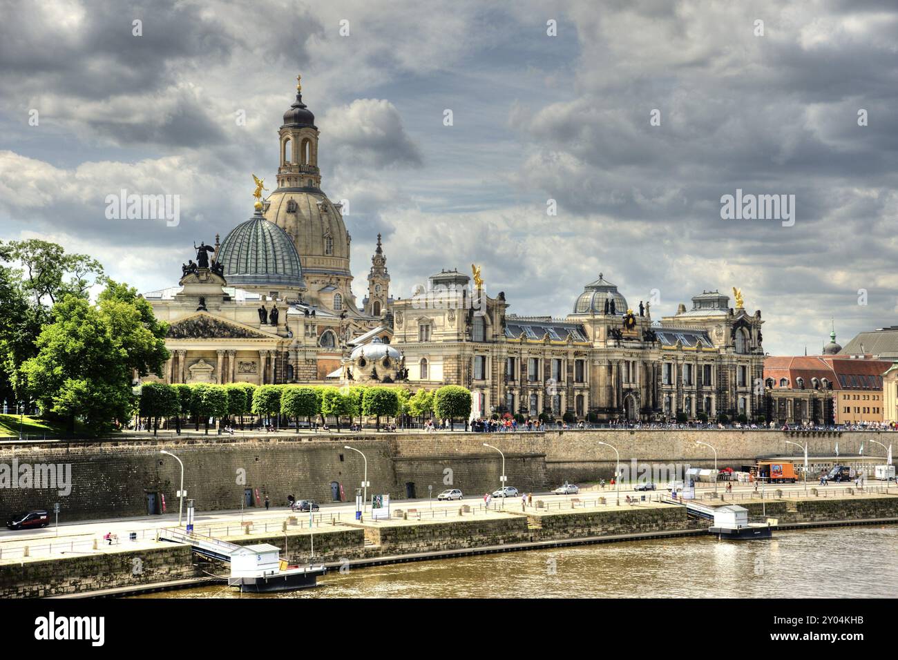 Blick auf die historische Altstadt von Dresden. Affacciato sulla storica città vecchia di Dresda Foto Stock