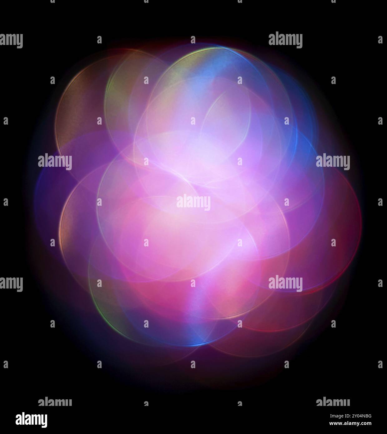 Colorate luci sfocate, bokeh effetto. Foto reale dello sfondo. Isolato su nero Foto Stock