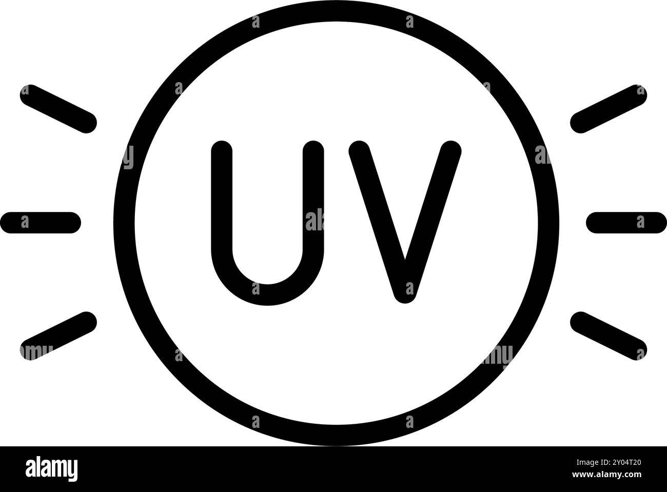 Icona della luce UV per la disinfezione del contorno. Icona della luce ultravioletta, radiazione a raggi UV. Illustrazione grafica del vettore di radiazione elettromagnetica Illustrazione Vettoriale