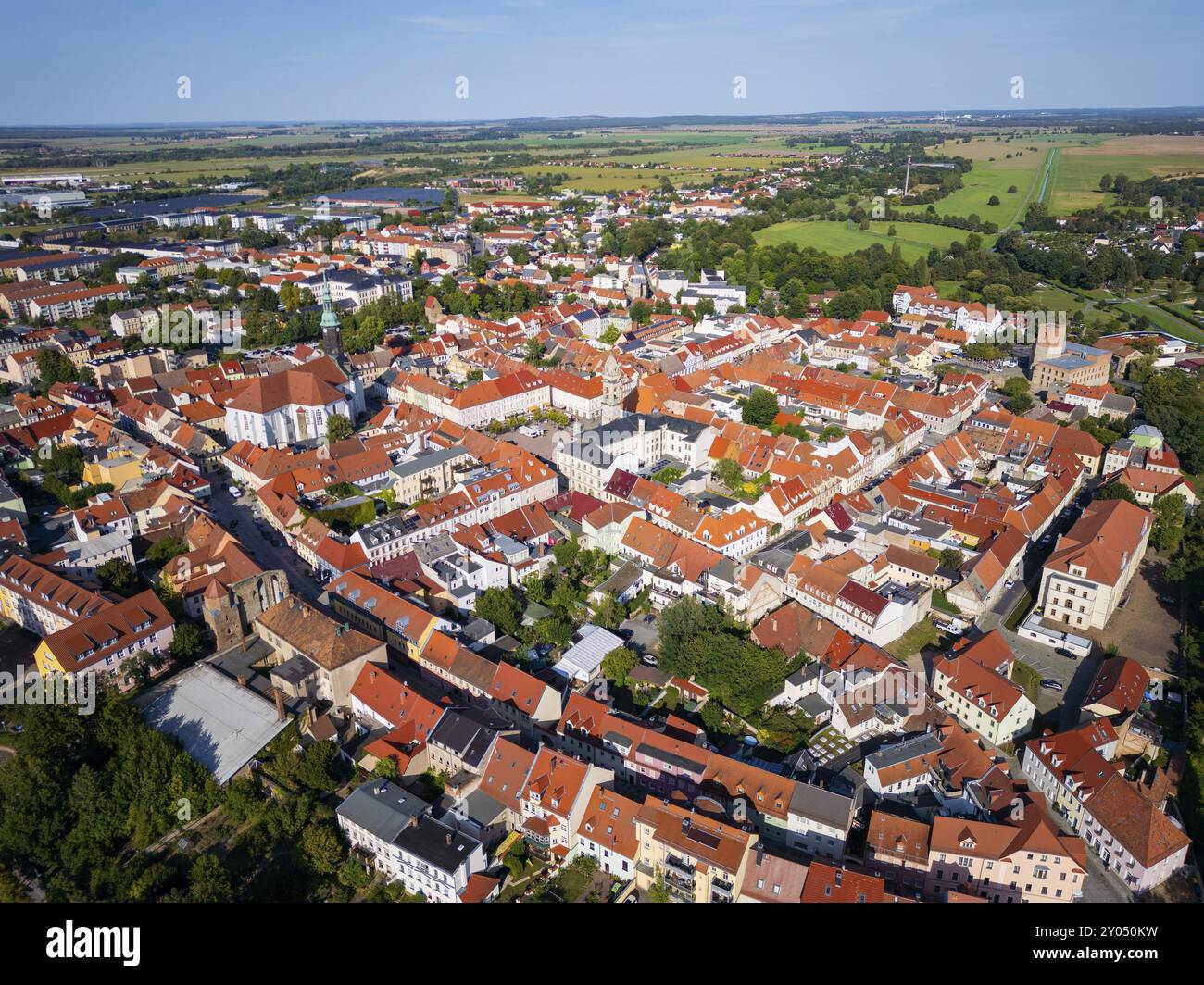 Il centro della città di Grossenhain, Cityscape, Grossenhain, Sassonia, Germania, Europa Foto Stock