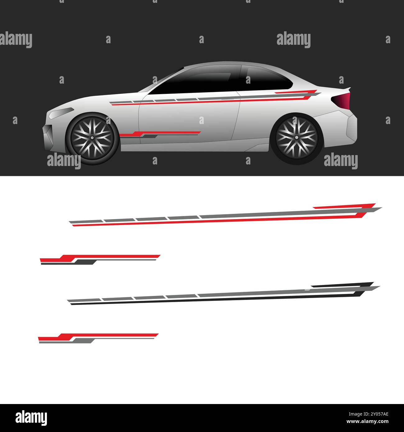 design decalcomania con livrea in vinile vector car wrap. adesivi di modifica della vettura Illustrazione Vettoriale