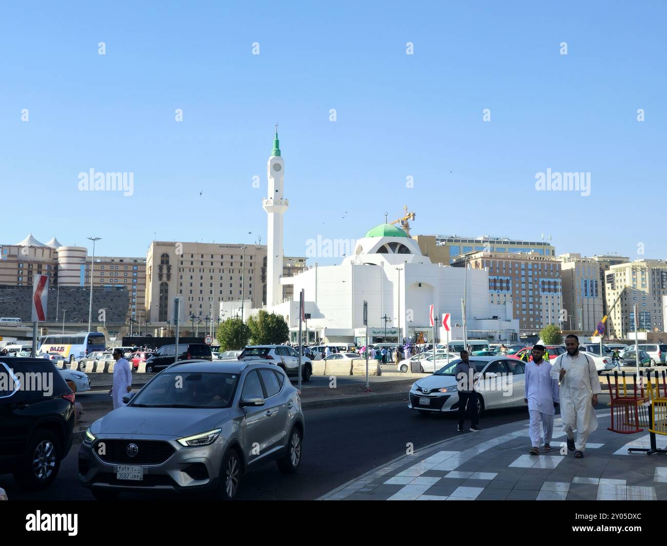 Medina, Arabia Saudita, giugno 27 2024: Moschea Masjid Bilal ibn Rabah, situata a circa 500 metri a sud di Masjid Nabawi, la moschea profeta di Madinah, nome Foto Stock