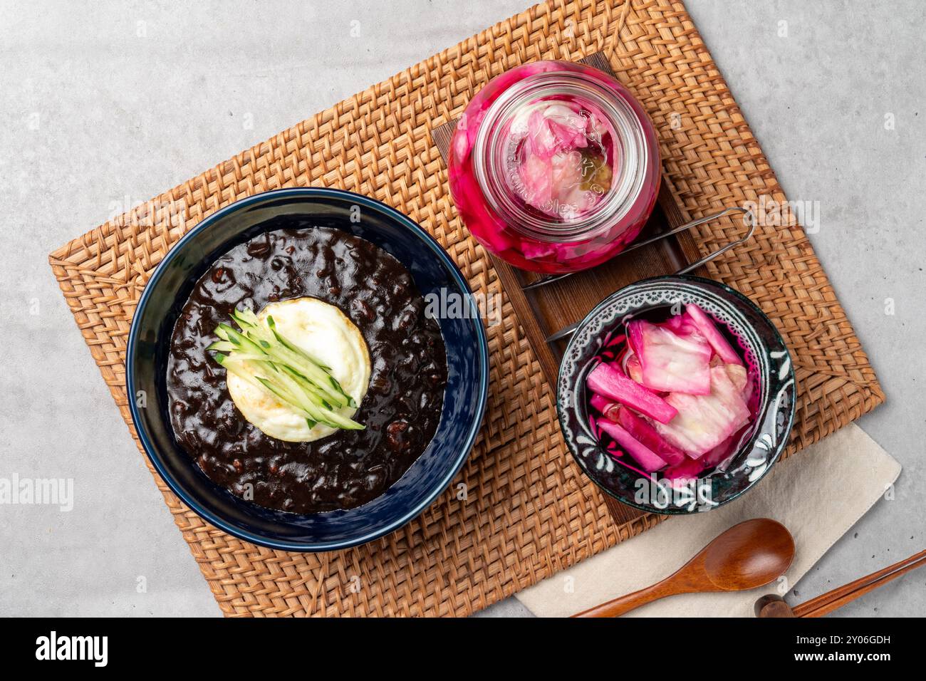 Maiale dolce e aspro, nurungitang, kkanpunggi, cucina cinese, goultangmyeon, jjamppong di pesce, jajangmyeon, contorni, Foto Stock