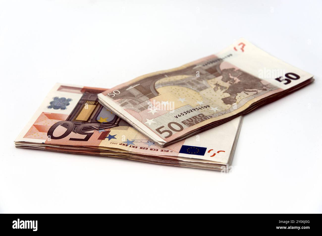 1000 euro in due pile Foto Stock