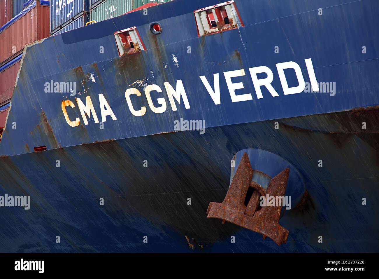 CMA CGM Verdi am Burchardkai, Amburgo, CMA CGM Verdi a Burchardkai, Amburgo Foto Stock