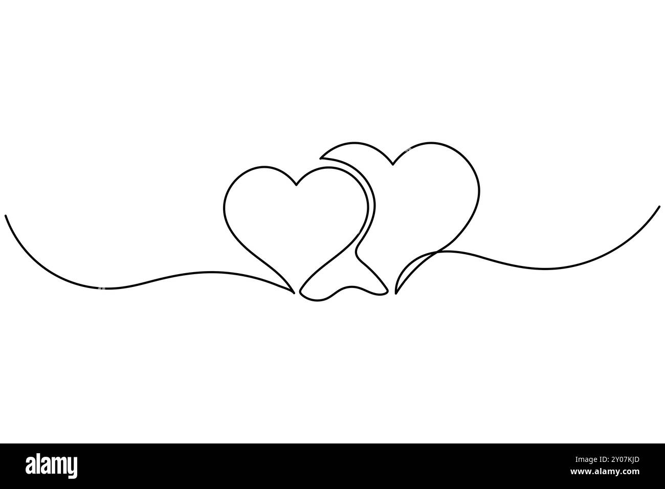 Forma d'amore disegno continuo su una linea di contorno isolato e icona vettoriale forma del cuore Illustrazione Vettoriale