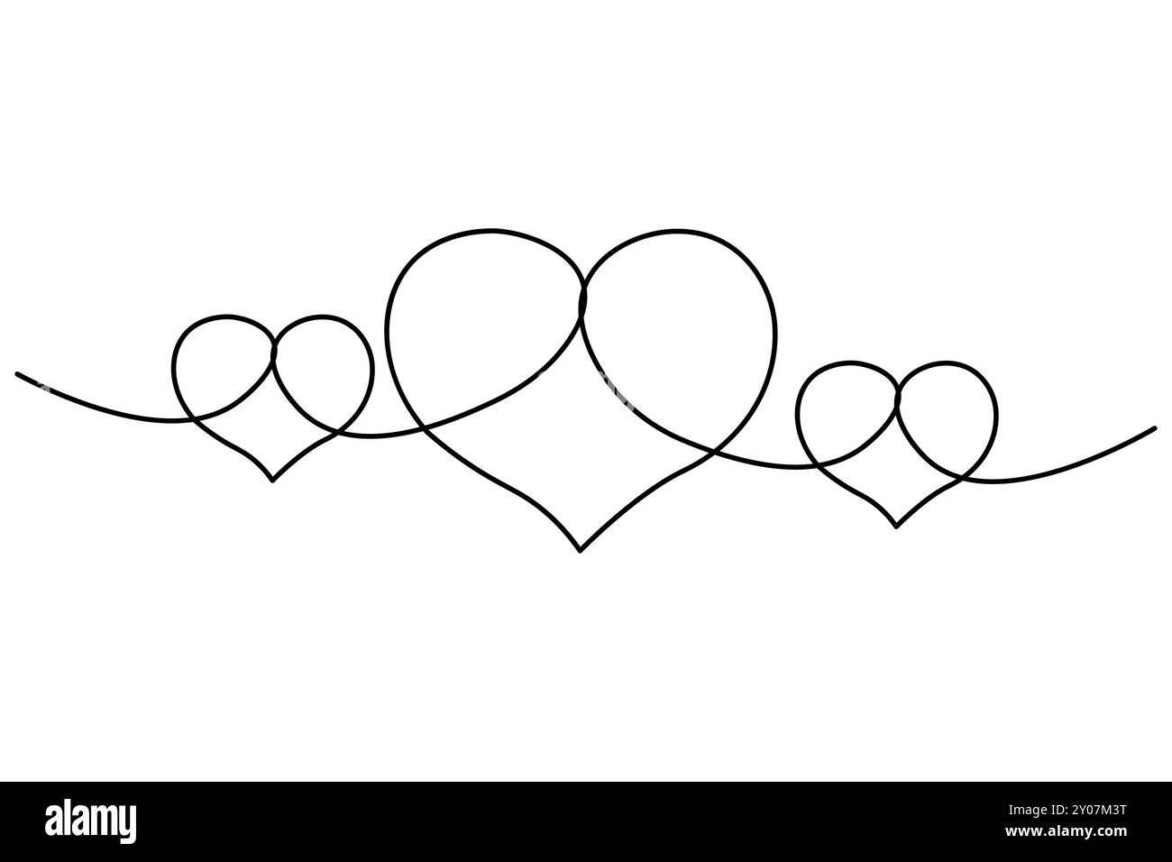 Forma d'amore disegno continuo su una linea di contorno isolato e icona vettoriale forma del cuore Illustrazione Vettoriale