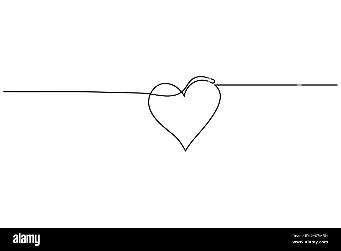 Forma d'amore disegno continuo su una linea di contorno isolato e icona vettoriale forma del cuore Illustrazione Vettoriale