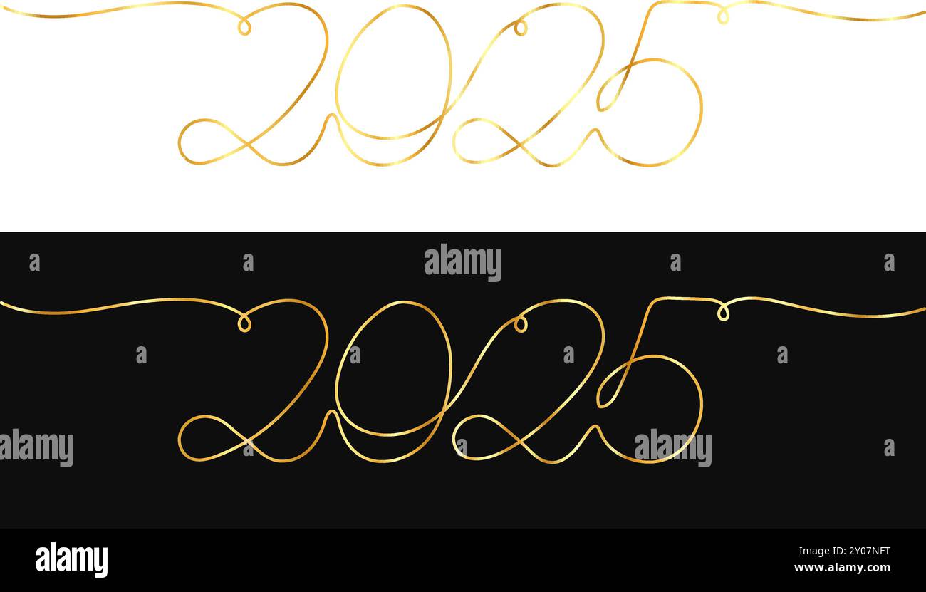 2025 illustrazione vettoriale di un disegno a linea continua Illustrazione Vettoriale