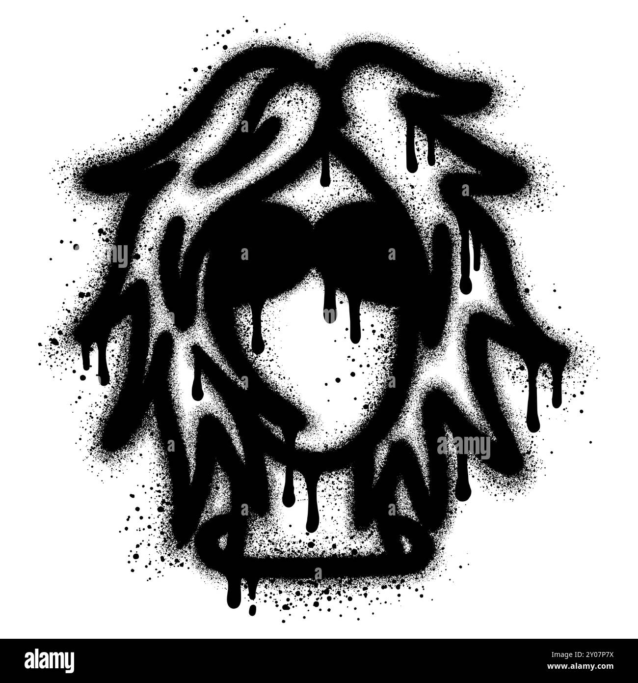 Vernice spray Graffiti viso con occhiali isolati su sfondo bianco. illustrazione vettoriale. Illustrazione Vettoriale