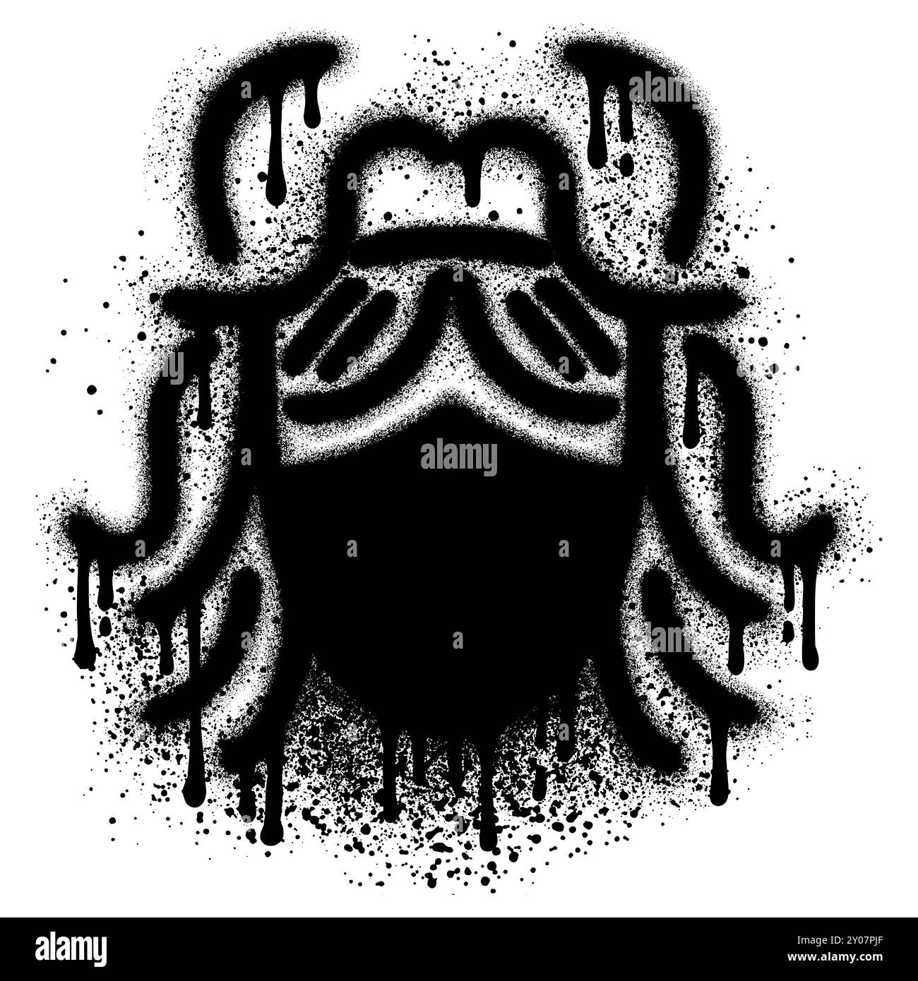 Vernice spray Graffiti viso con occhiali isolati su sfondo bianco. illustrazione vettoriale. Illustrazione Vettoriale