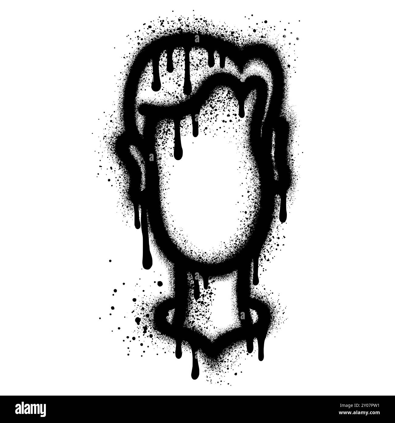 immagine di un volto umano disegnato in stile graffiti spruzzato con vernice nera Illustrazione Vettoriale