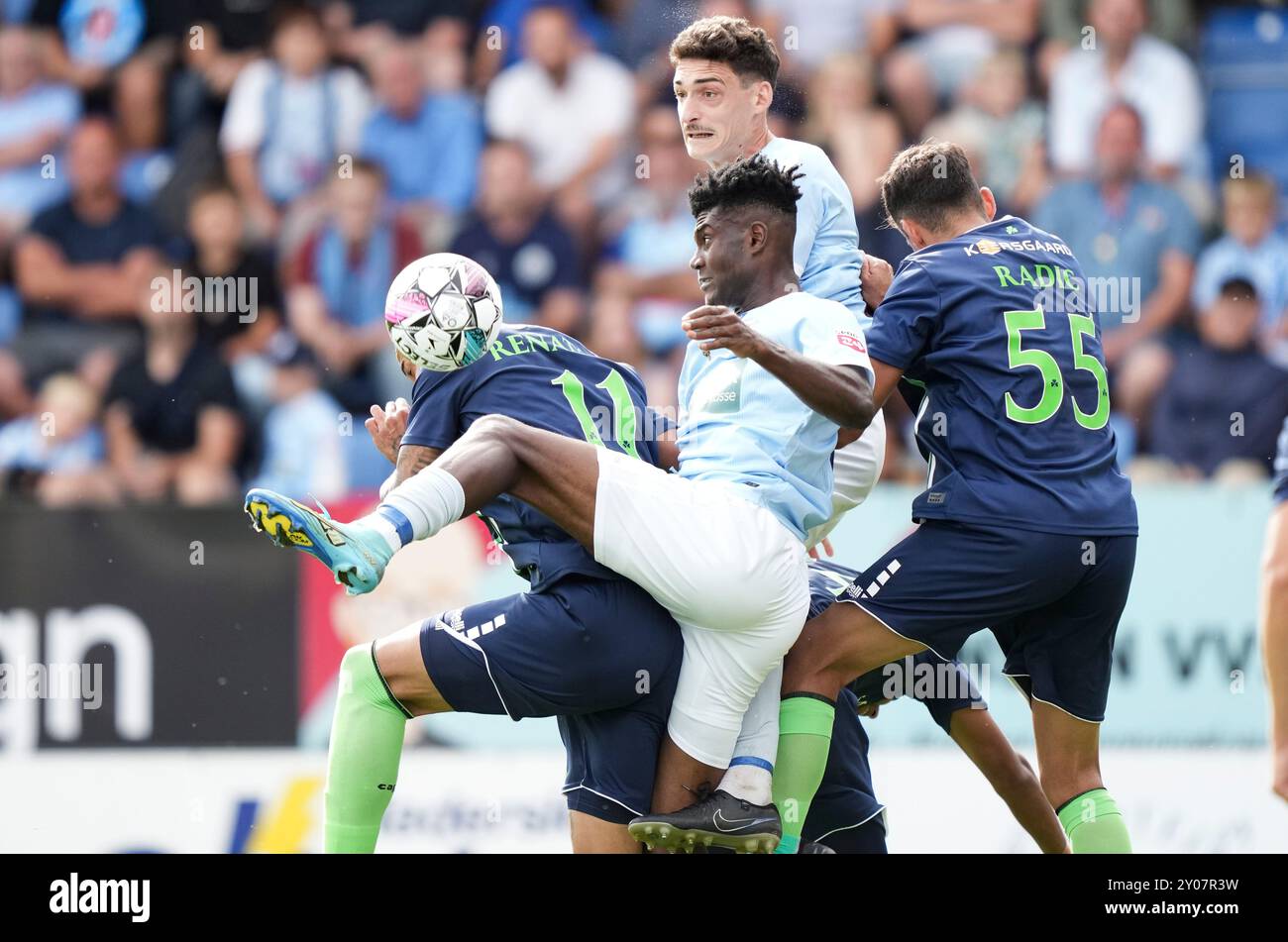 Ivan Djantou (Sønderjyske 9) sotto Superligakampen mellem Sønderjyske Fodbold og Viborg FF på Sydbank Park i Haderslev søndag den 1. settembre 2024. (Foto: Claus Fisker/Ritzau Scanpix) credito: Ritzau/Alamy Live News Foto Stock