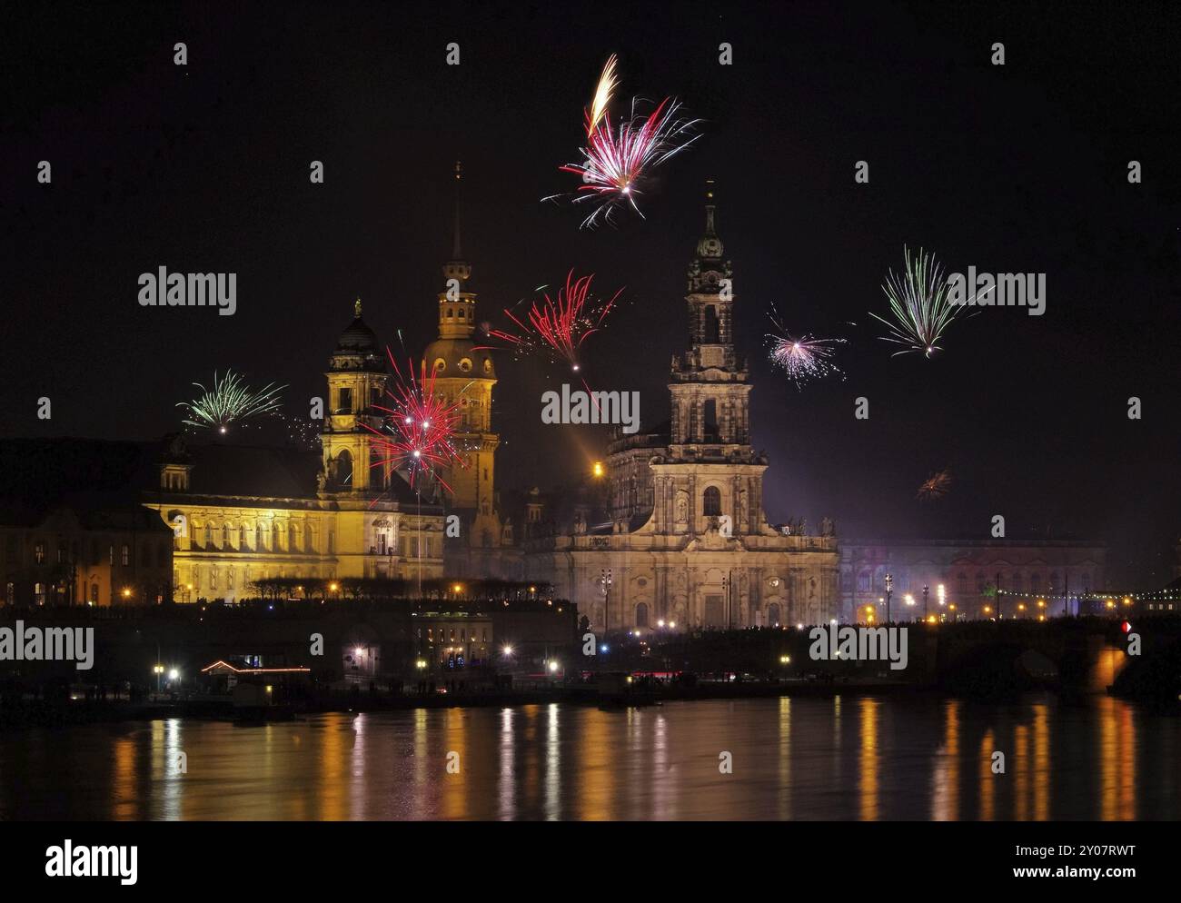 Fuochi d'artificio di Dresda, fuochi d'artificio di Dresda 39 Foto Stock