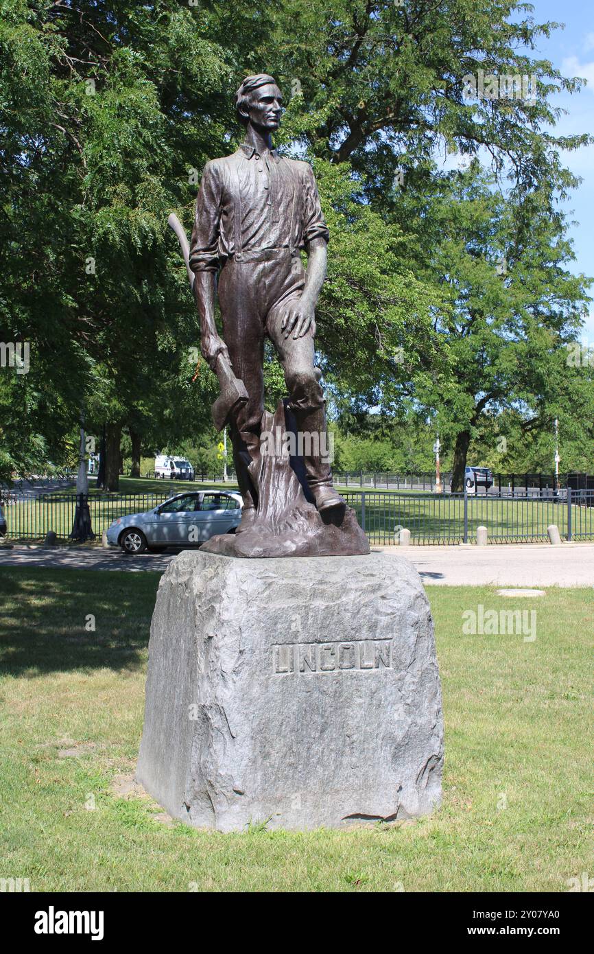 Lincoln la statua in bronzo Railsplitter a Garfield Park a Chicago scolpita da Charles Mulligan Foto Stock