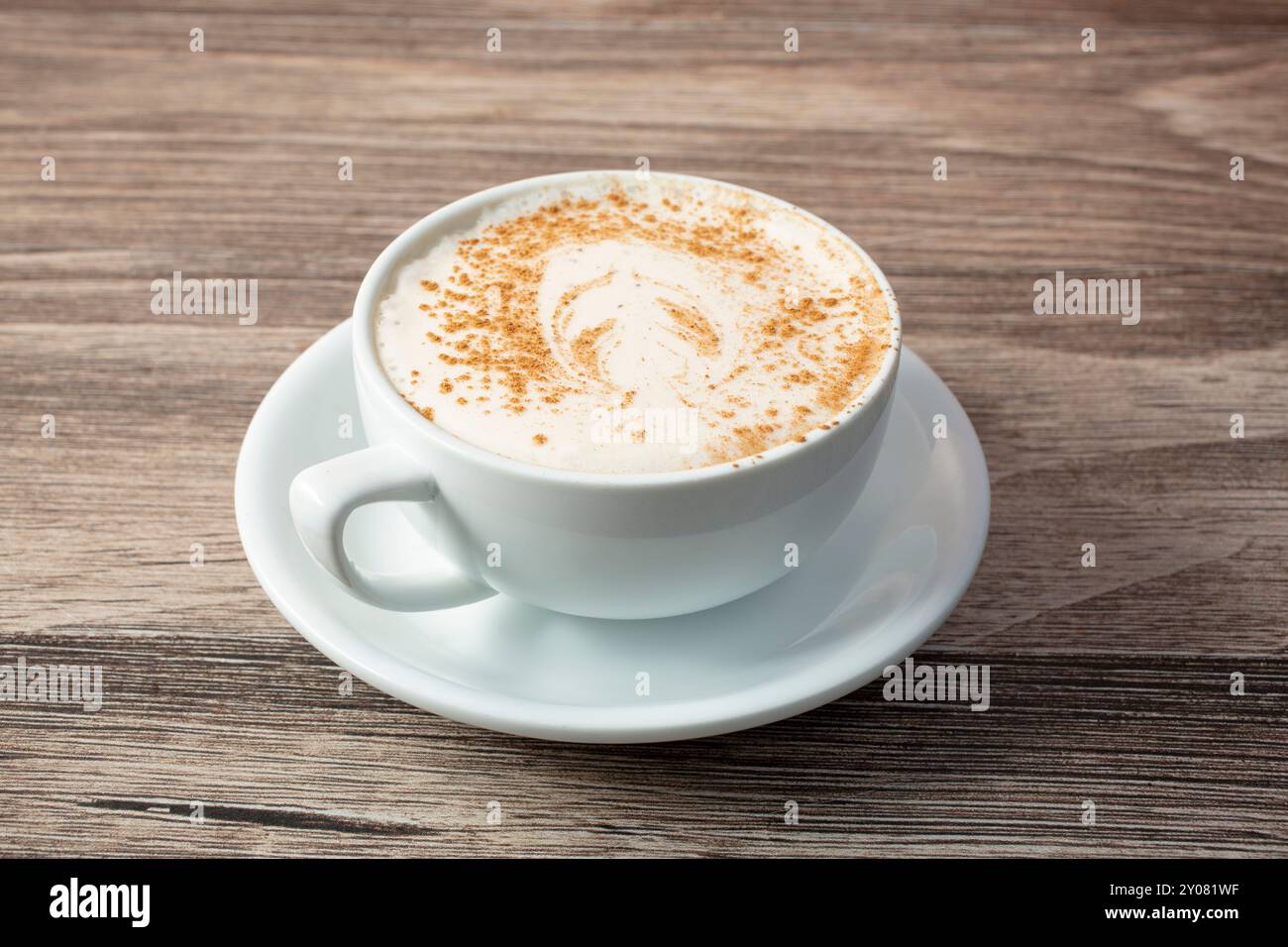 Una vista di un chai latte. Foto Stock