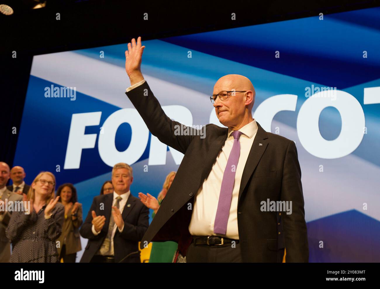 Edimburgo Regno Unito, 1 settembre 2024: Il leader SNP e primo ministro della Scozia John Swinney si rivolge ai delegati alla conferenza annuale del partito. Credito: DB Media Services / Alamy Live Foto Stock