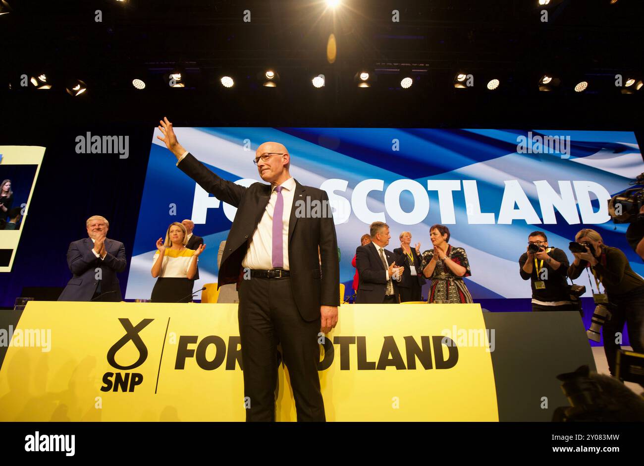 Edimburgo Regno Unito, 1 settembre 2024: Il leader SNP e primo ministro della Scozia John Swinney si rivolge ai delegati alla conferenza annuale del partito. Credito: DB Media Services / Alamy Live Foto Stock