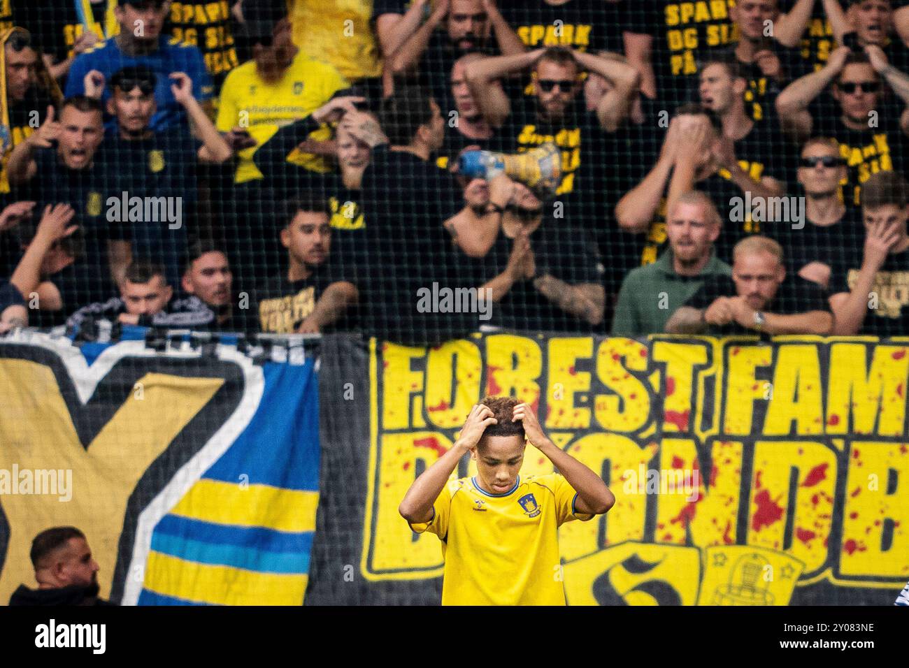 Danimarca. 1 settembre 2024. Noah Nartey del Broendby IF durante la partita di 3F Super League tra FC Copenhagen e Broendby IF al Parken di Copenaghen, domenica 1 settembre 2024. (Foto: Mads Claus Rasmussen/Ritzau Scanpix) credito: Ritzau/Alamy Live News Foto Stock