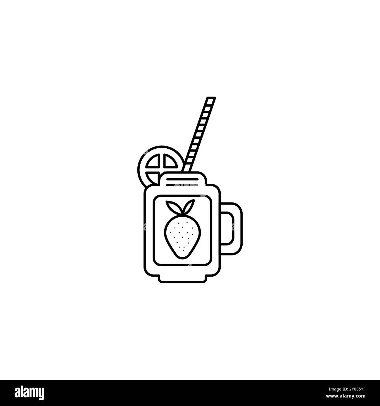 Bicchiere frullato con cannuccia - bevanda rinfrescante icona Vector Illustrazione Vettoriale