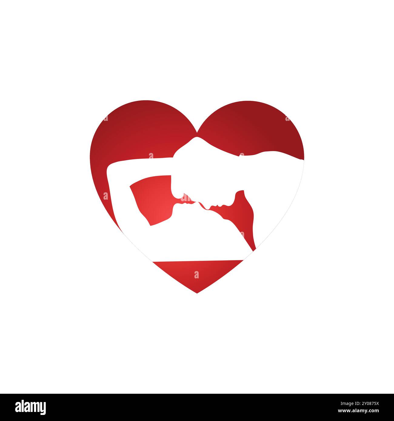 Icona della coppia che si baciano nel cuore - Love Symbol Vector romantico Illustrazione Vettoriale