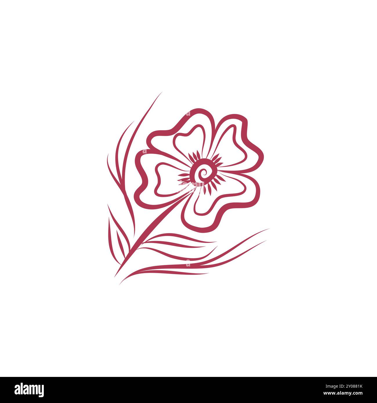 Design artistico con linee floreali - illustrazione delicata e minimalista dei fiori Illustrazione Vettoriale