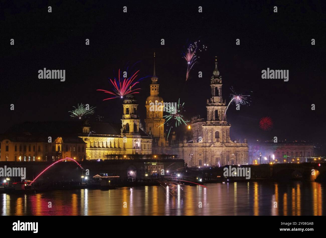 Fuochi d'artificio di Dresda, fuochi d'artificio di Dresda 29 Foto Stock