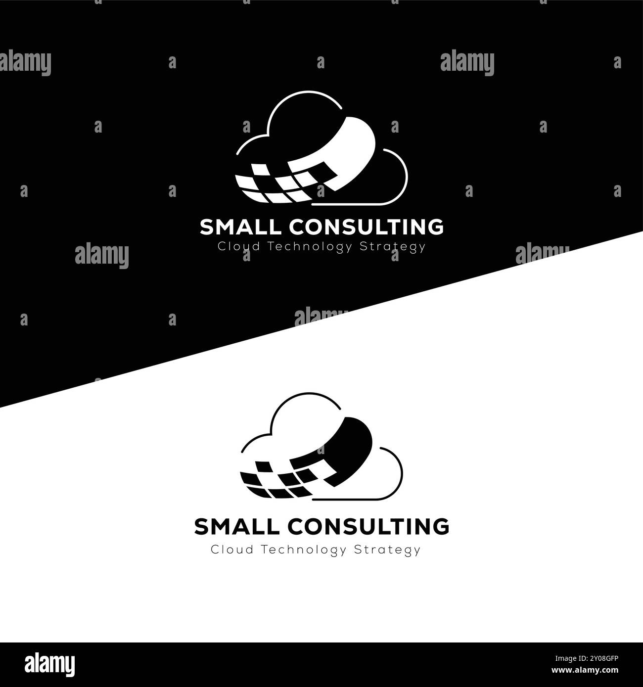 Design del logo della tecnologia Small Cloud Consulting Illustrazione Vettoriale
