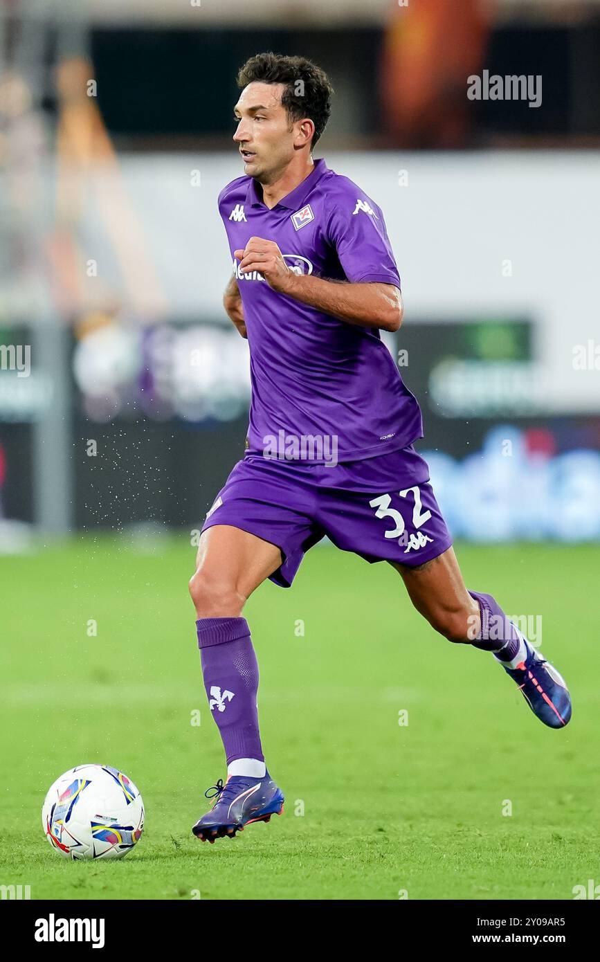 Firenze, Italia. 1 settembre 2024. Danilo Cataldi dell'ACF Fiorentina durante la partita di serie A Enilive tra l'ACF Fiorentina e l'AC Monza allo Stadio Artemio Franchi il 1 settembre 2024 a Firenze. Crediti: Giuseppe Maffia/Alamy Live News Foto Stock