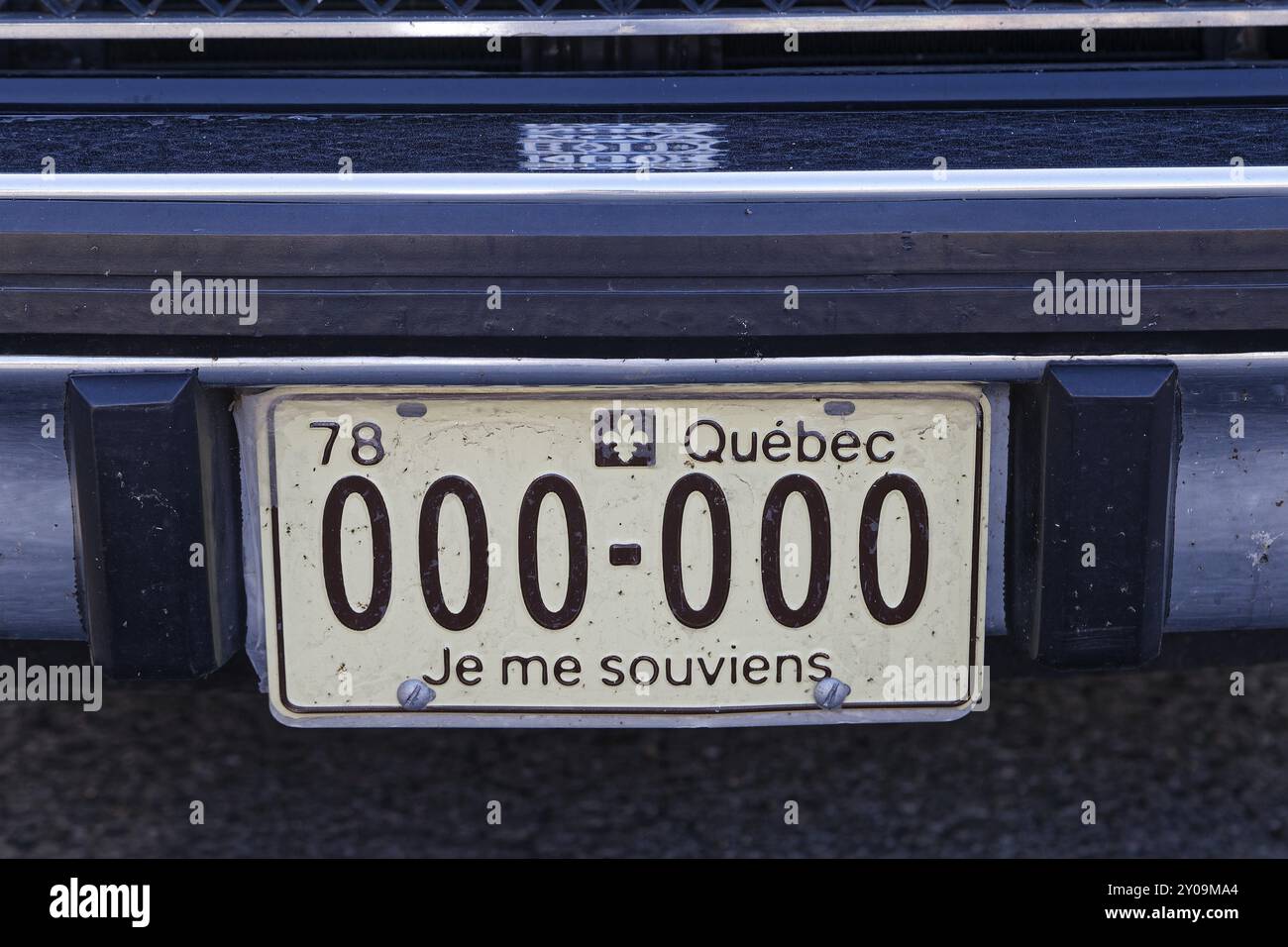 Mostra di automobili, targa d'auto d'epoca, provincia del Quebec, Canada, Nord America Foto Stock