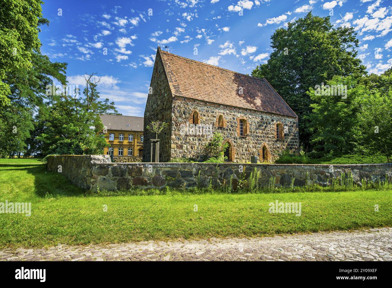 Dalichow Village Church, Niedergoersdorf, Teltow-Flaeming, Brandeburgo, Germania, Europa Foto Stock