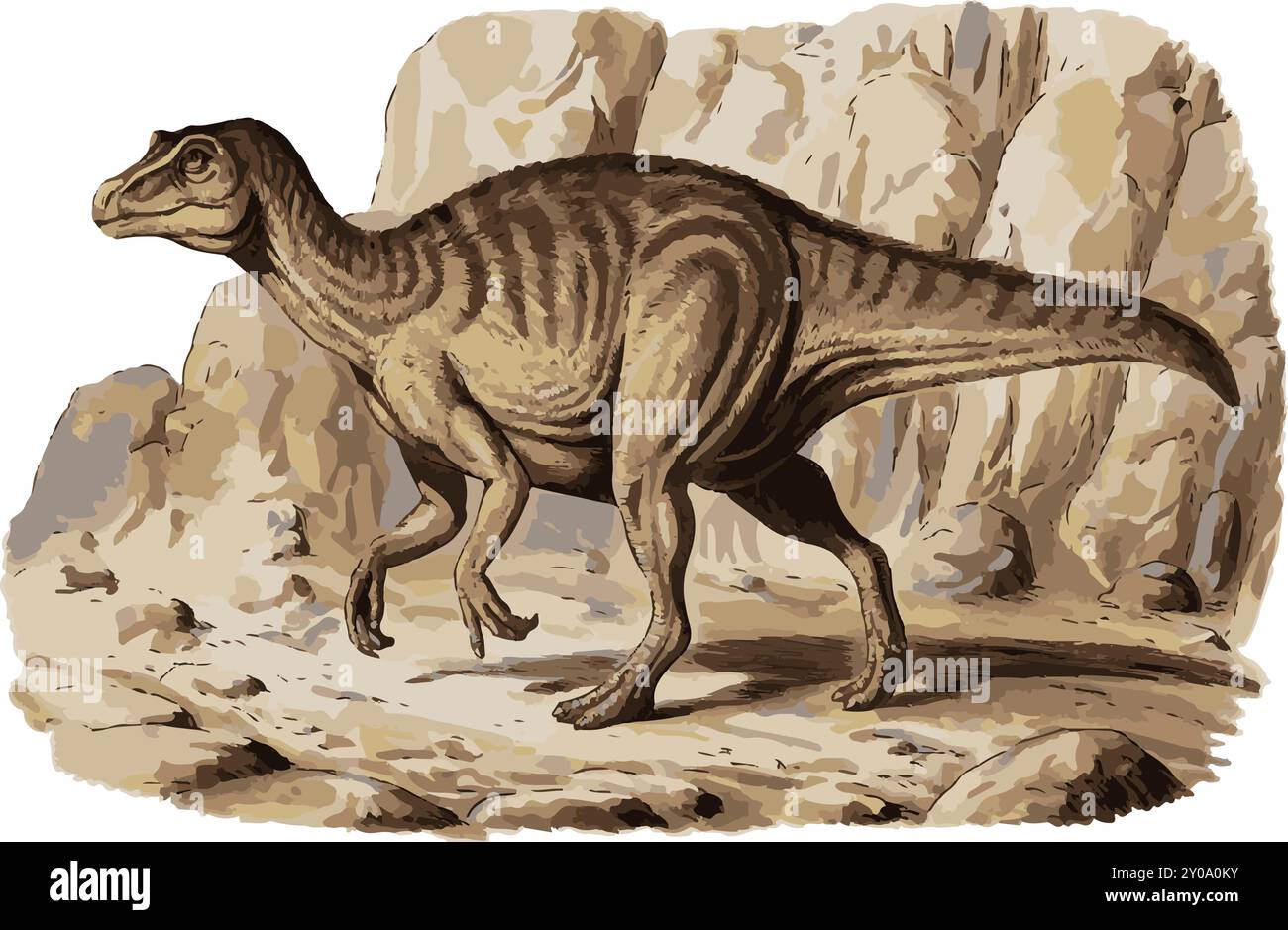 Gallimimus- fatti, storia e fossili. Illustrazione Vettoriale