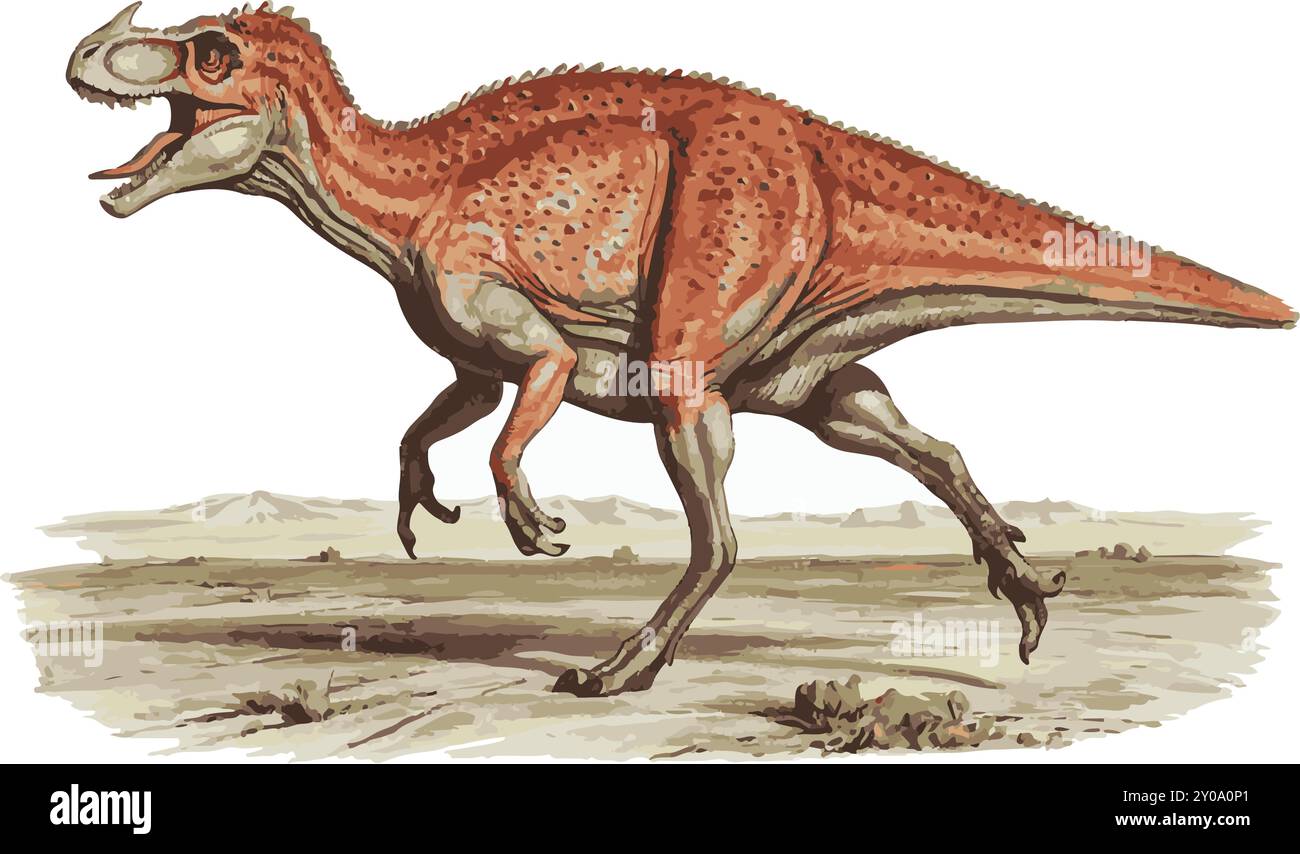 Gallimimus- evoluzione e comportamento di un dinosauro ornitomimide, Illustrazione Vettoriale