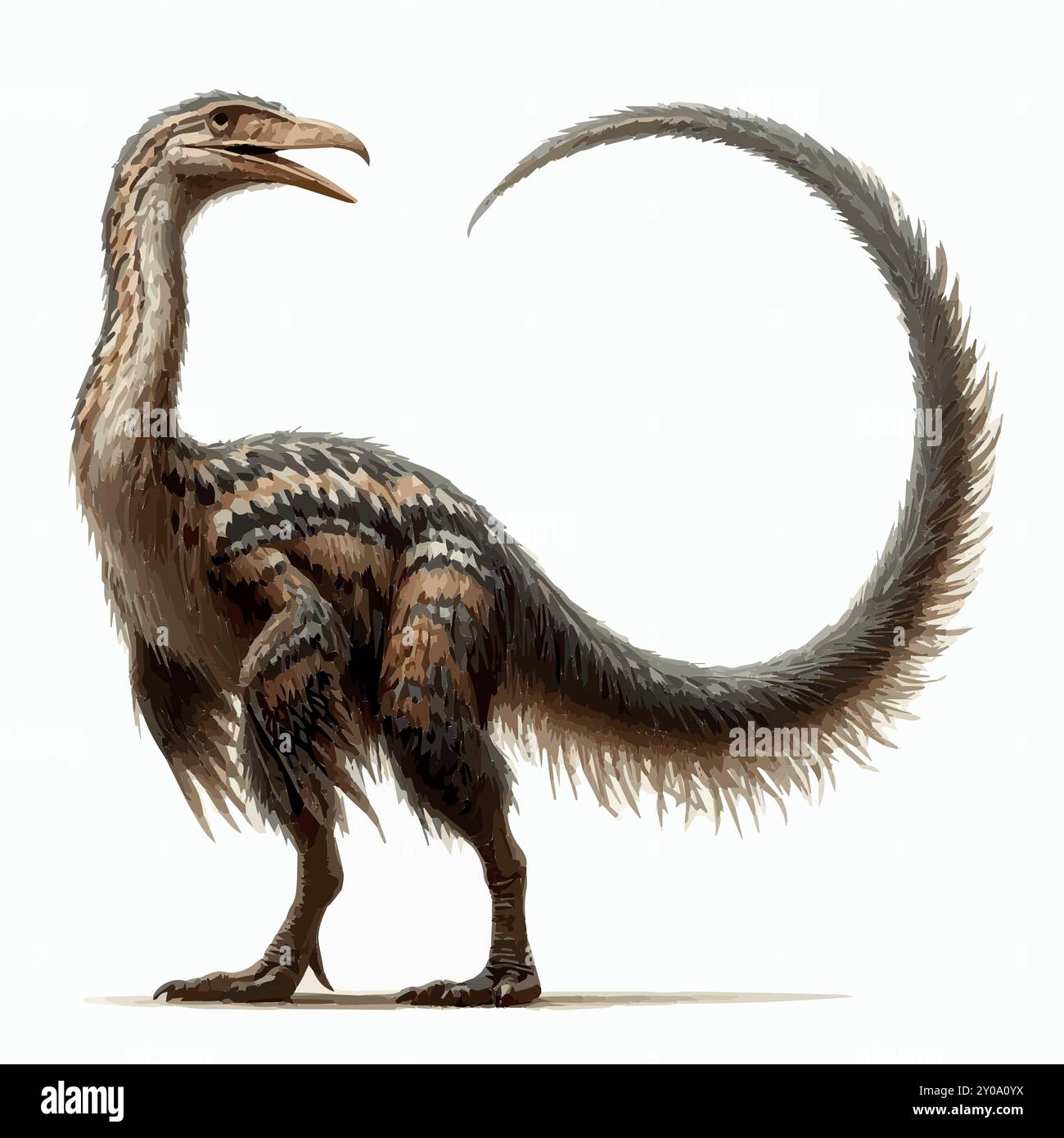 Gallimimus - il dinosauro simile agli uccelli del Cretaceo superiore. Illustrazione Vettoriale