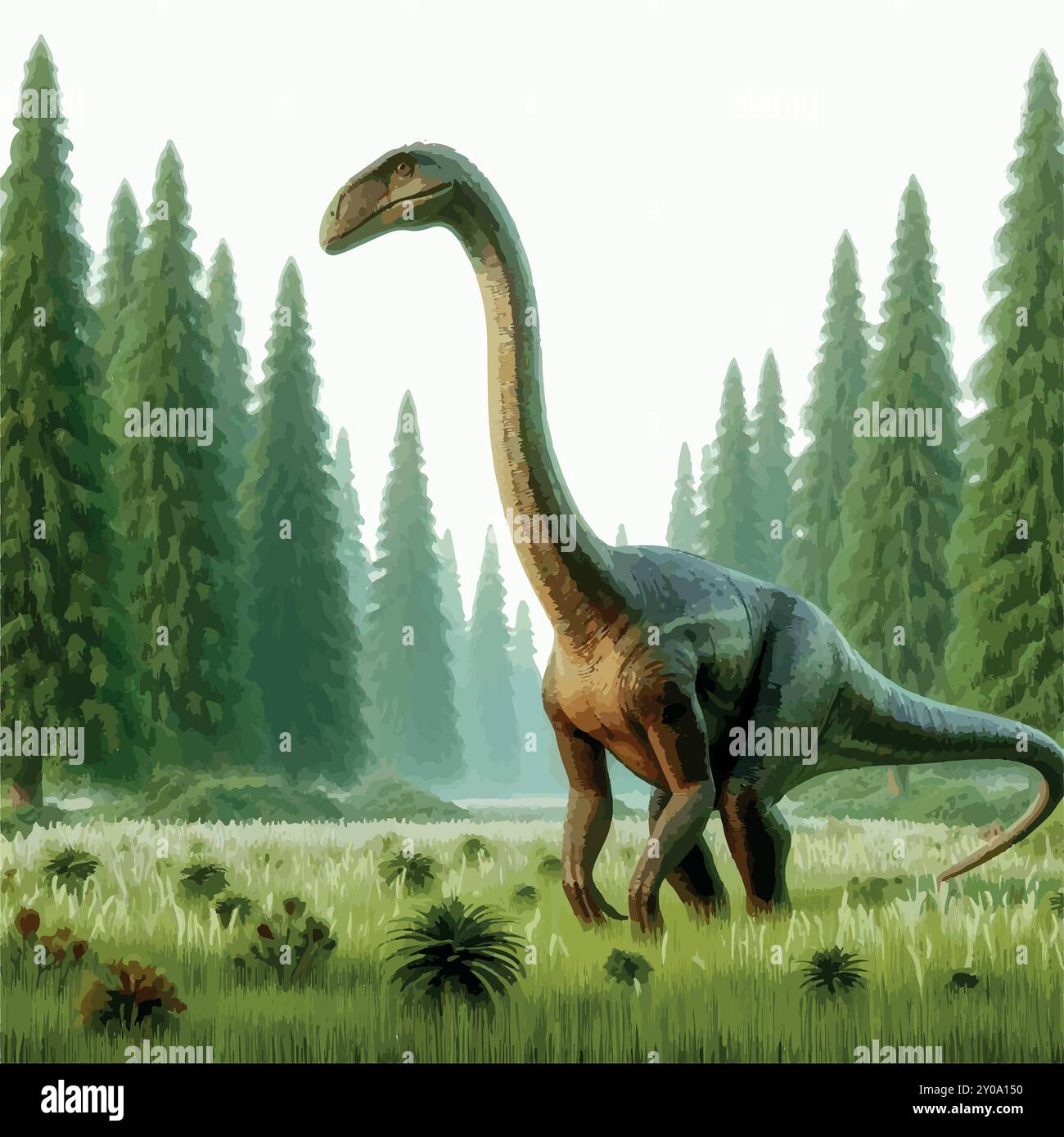 Gallimimus - Uno sguardo nel mondo degli ornitomimidi. Illustrazione Vettoriale