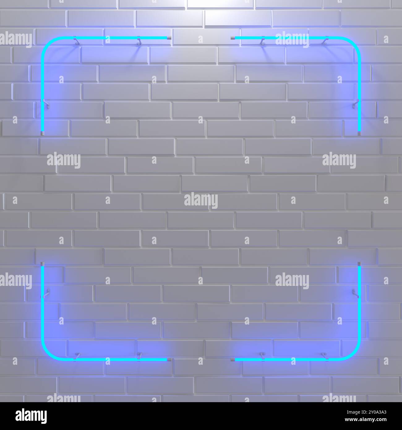 Segnale al neon. Banner luminoso quadrato con spazio vuoto. Cornice rettangolare elettrica su sfondo bianco. rendering 3d. Foto Stock Segnale al neon. Banner luminoso quadrato con spazio vuoto. Cornice rettangolare elettrica su sfondo bianco. rendering 3d. Foto Stock