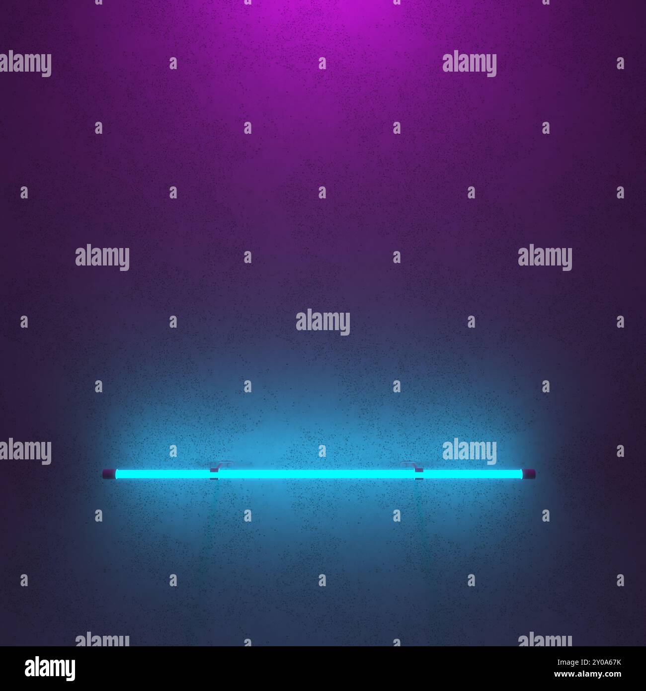 Lampade lineari al neon con un bagliore luminoso multicolore a gradiente. Sfondo scuro con luce al neon. illustrazione 3d. Foto Stock