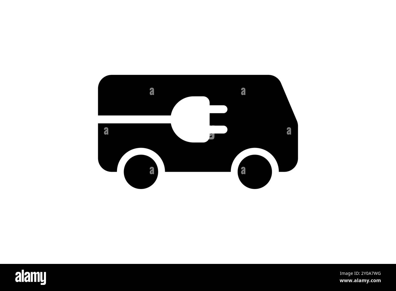 Icona bus elettrico nero. Simbolo verde della silhouette dell'e-bus elettrico e della stazione di ricarica della spina. Concetto di segnaletica dei veicoli elettrici eco-compatibili. Logotipo eps per trasporto EV alimentato a batteria vettoriale Illustrazione Vettoriale