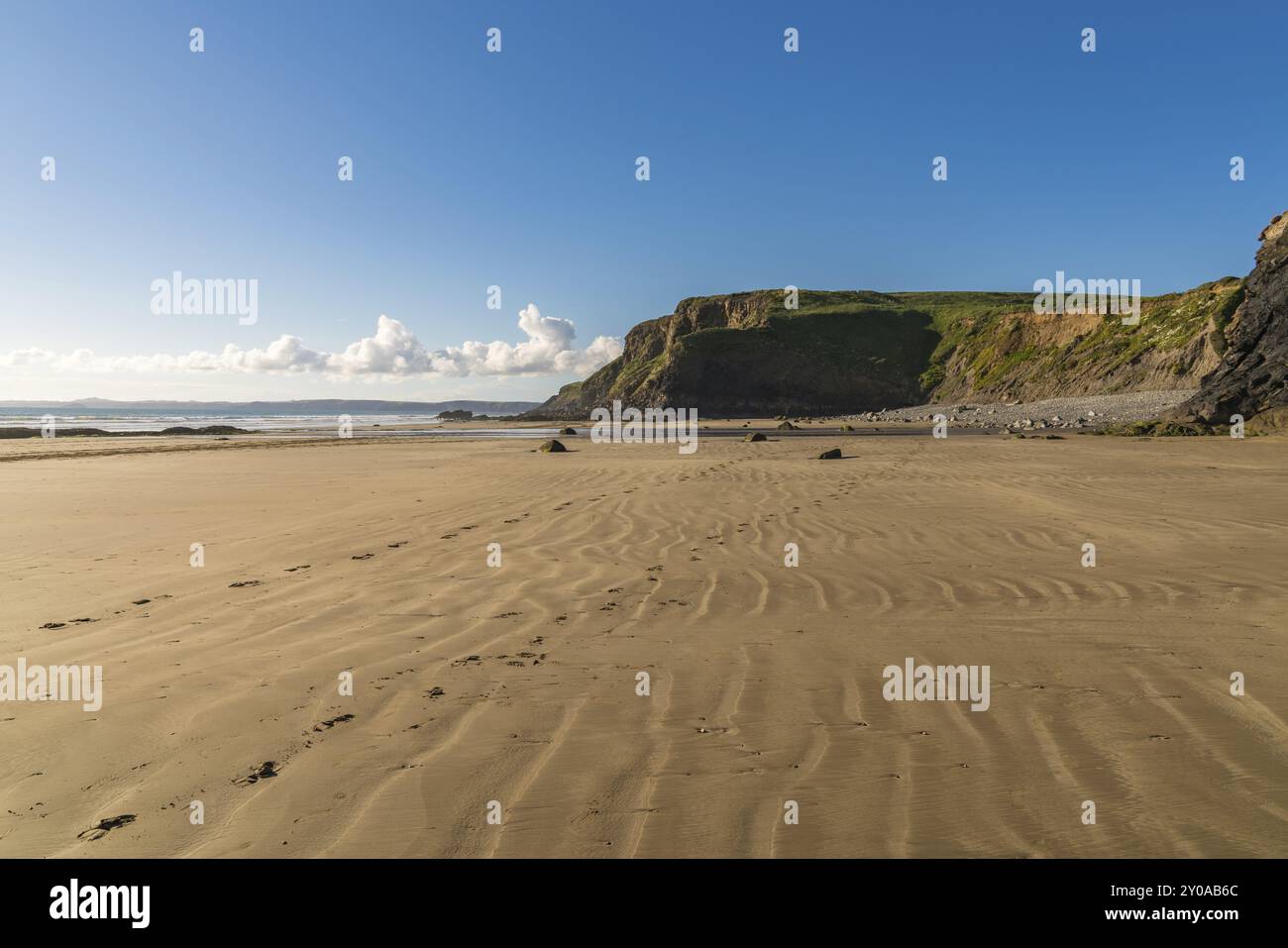 Spiaggia a Druidston Haven, vicino a Haverfordwest, Pembrokeshire, Dyfed, Wales, Regno Unito Foto Stock