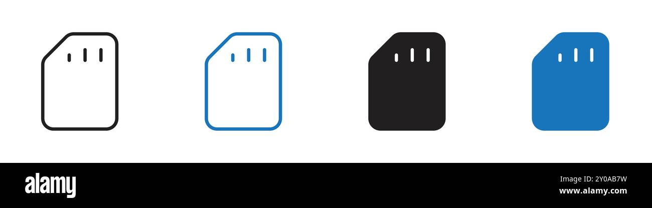 Icona SIM simbolo grafico vettoriale lineare o set di simboli per l'interfaccia utente dell'app Web Illustrazione Vettoriale