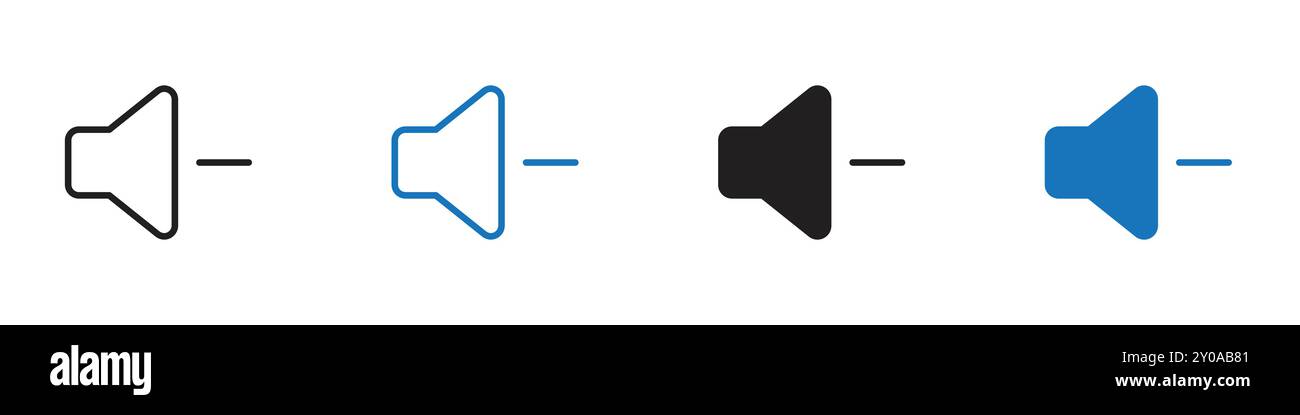 Nessun simbolo o segno grafico vettoriale lineare dell'icona del volume impostato per l'interfaccia utente dell'app Web Illustrazione Vettoriale