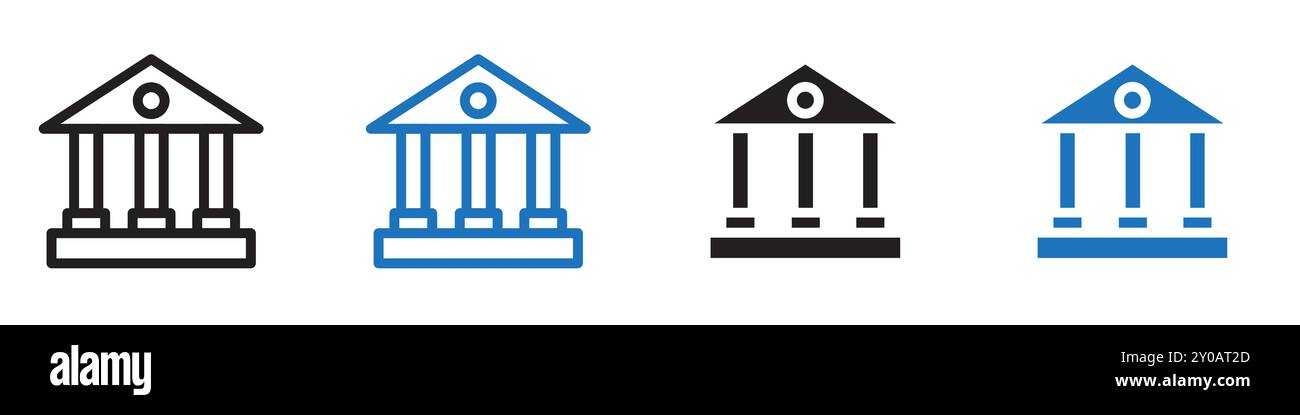 icona banca segno grafico vettoriale lineare o set di simboli per l'interfaccia utente dell'app web Illustrazione Vettoriale