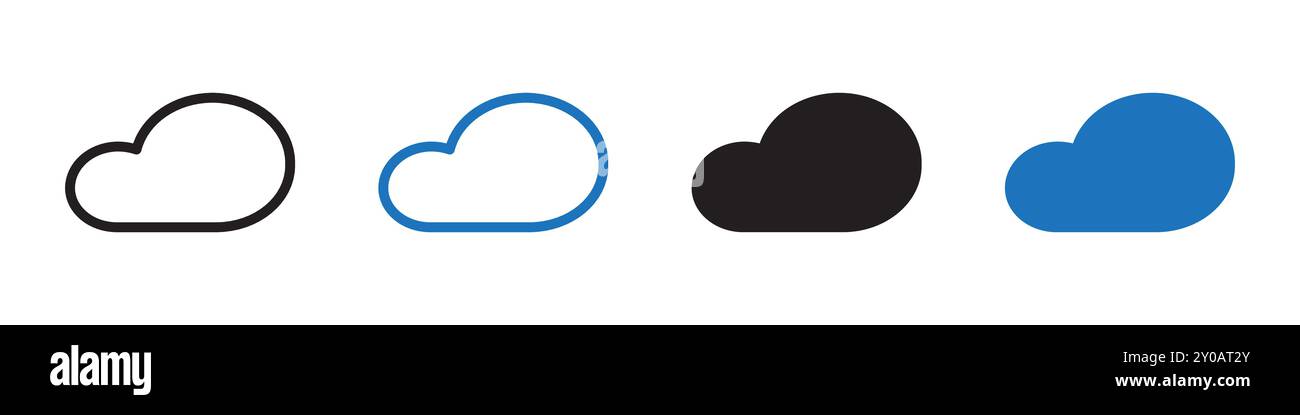 Simbolo o segno grafico vettoriale lineare icona cloud impostato per l'interfaccia utente dell'app Web Illustrazione Vettoriale