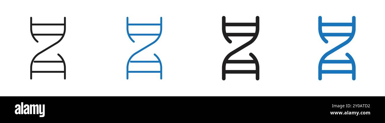 Icona DNA segno grafico vettoriale lineare o set di simboli per l'interfaccia utente dell'app Web Illustrazione Vettoriale