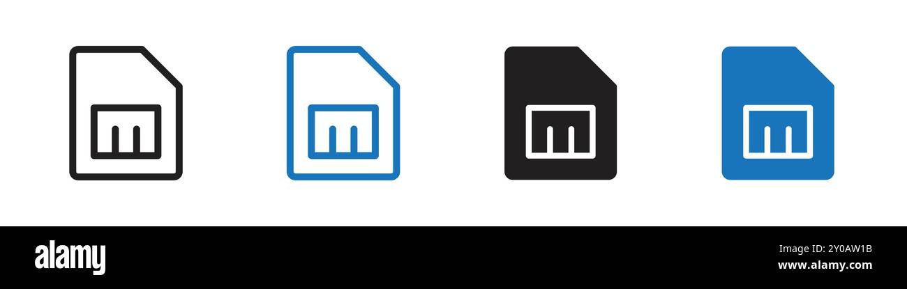 Icona della scheda SIM segno grafico vettoriale lineare o set di simboli per l'interfaccia utente dell'app Web Illustrazione Vettoriale
