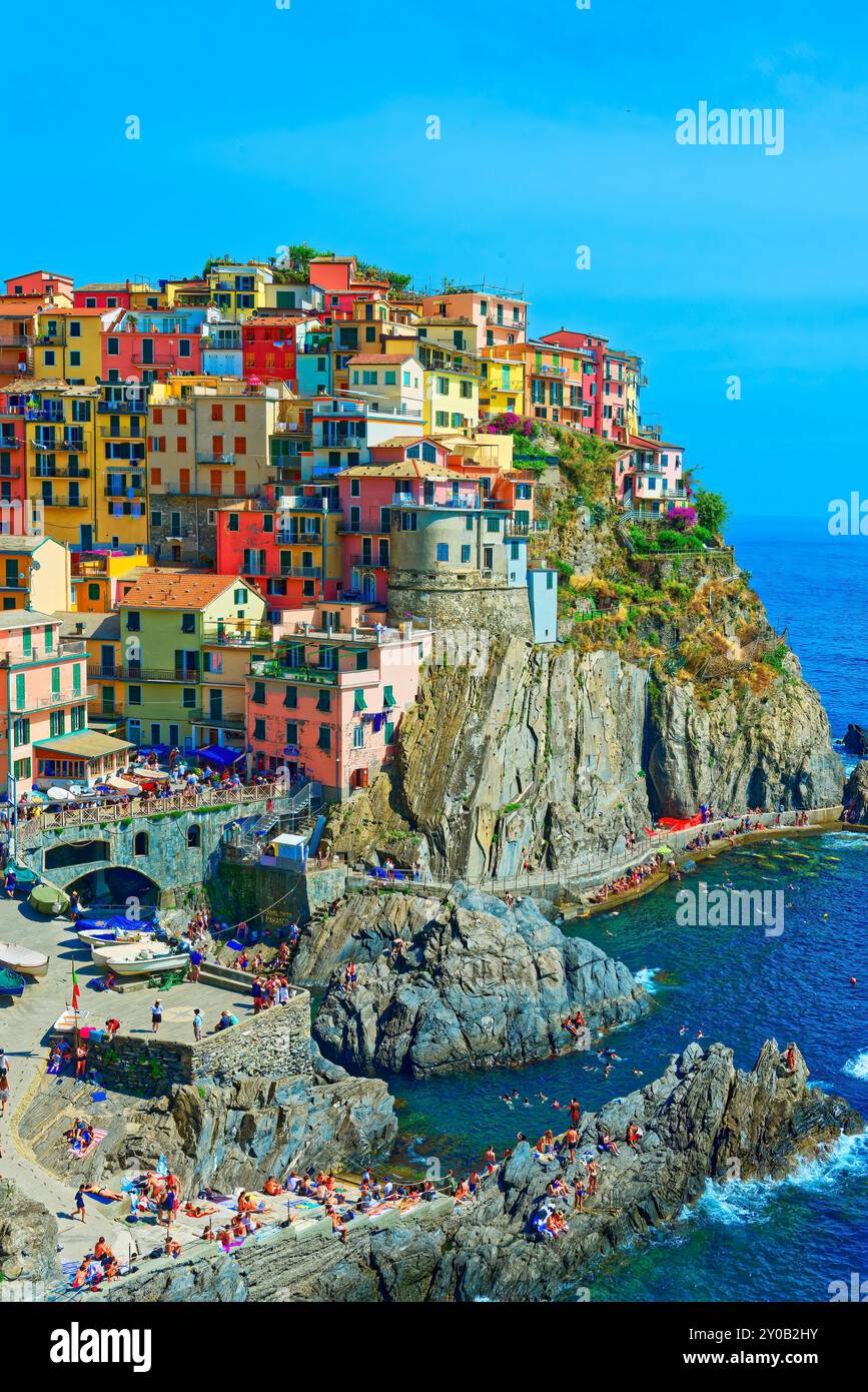 Manarola, Cinque Terre, Italia Foto Stock