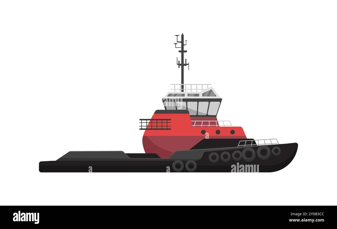 Immagine vettoriale di un rimorchiatore, perfetta per progetti marittimi e nautici. Illustrazione Vettoriale