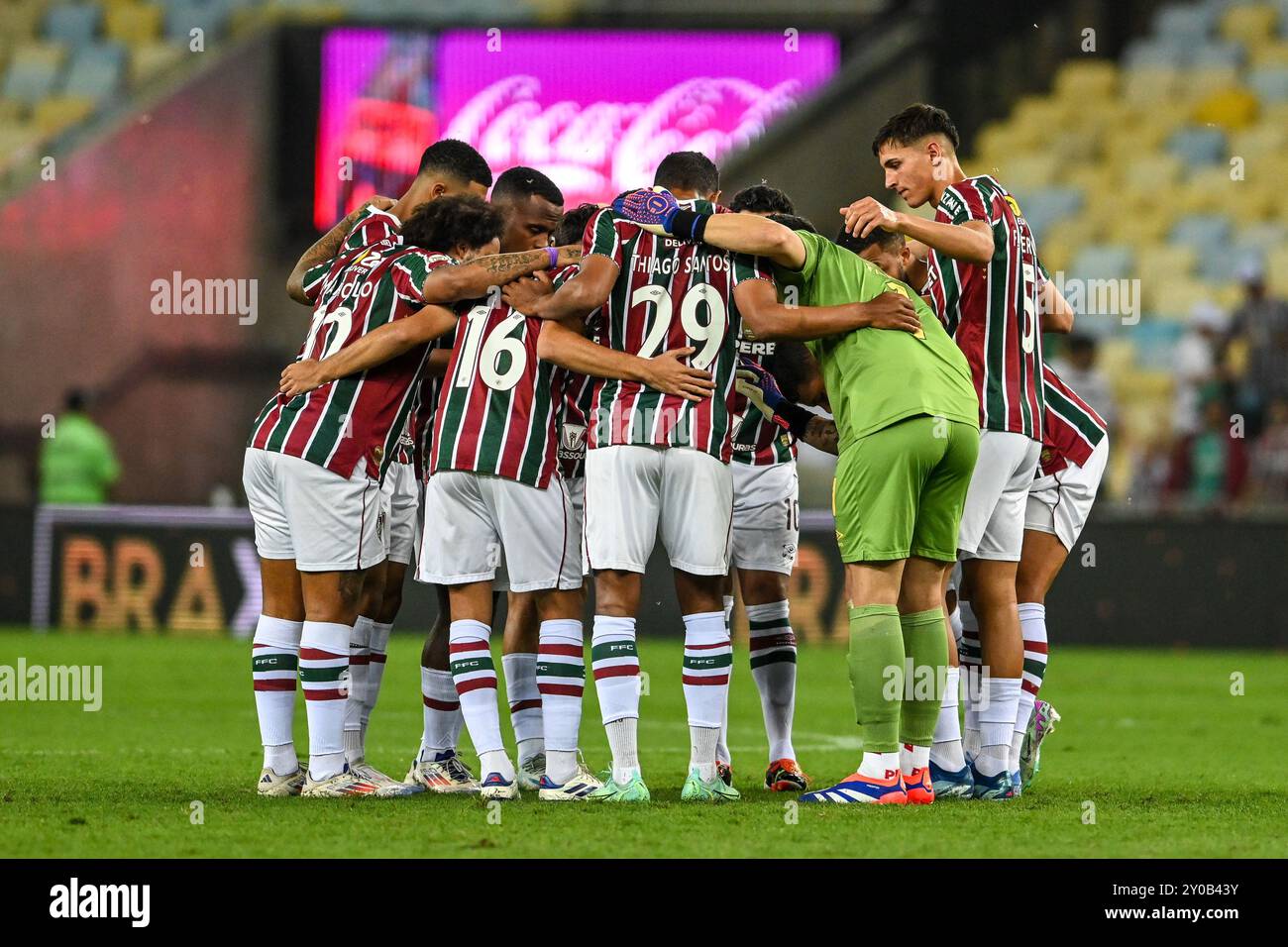 Rio, Brasile - 1° settembre 2024: Squadra giocatrice in partita tra Fluminense e San Paolo per il Campionato brasiliano, 25° round allo Stadio Maracana Foto Stock