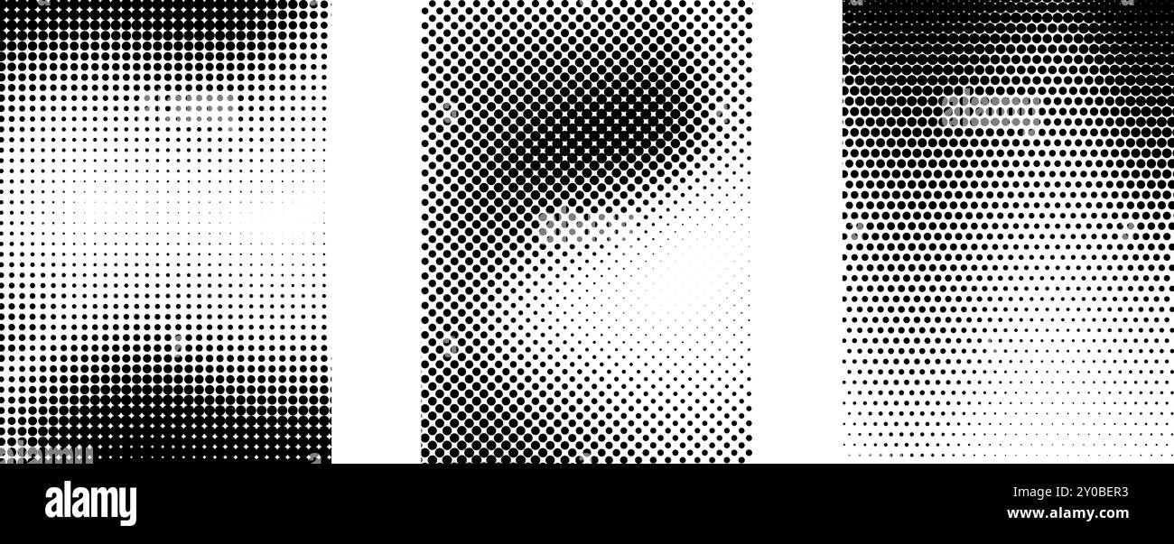 Impostazione sfondo gradiente mezzitoni grunge. Collezione texture Noise sabbia bianca e nera. Zaino con sfondo raster pixelato tratteggiato retro. Sovrapposizione a punti fumetti per banner, poster, stampa. Vettore Illustrazione Vettoriale